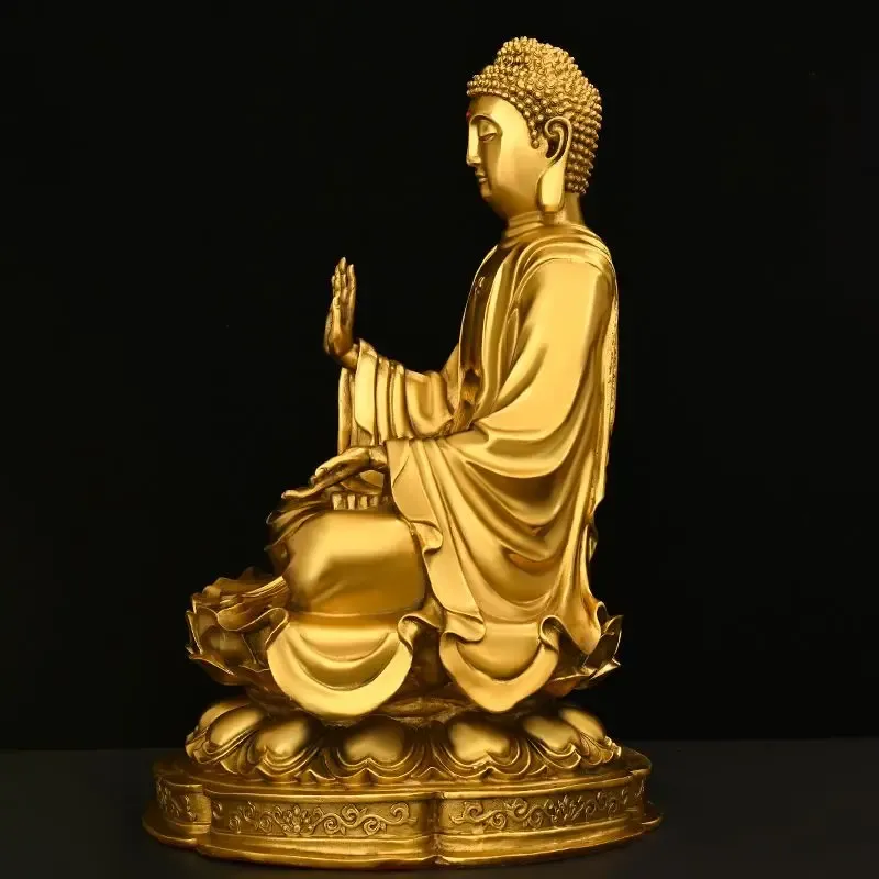 Buddha statue collection display showing this piece alongside other spiritual home decor items.