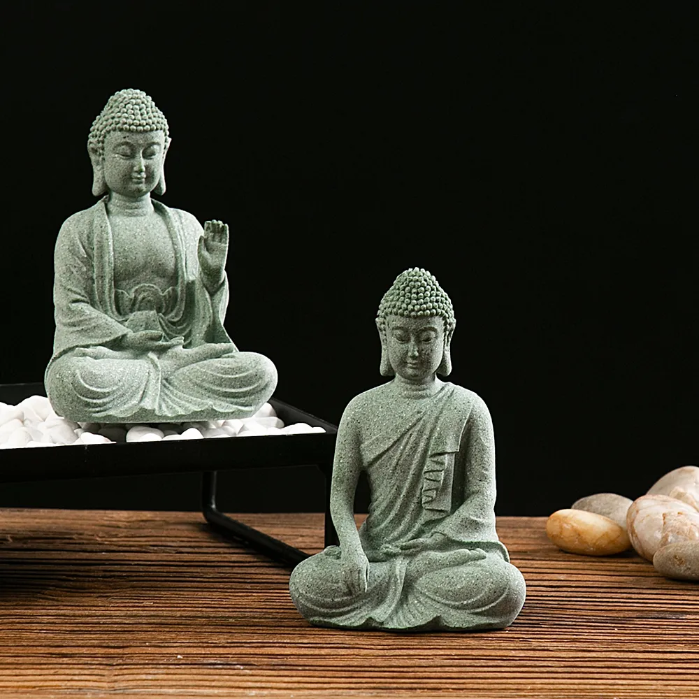 Mini Buddha statue home decoration figurine packaging for meditation decor gift giving.