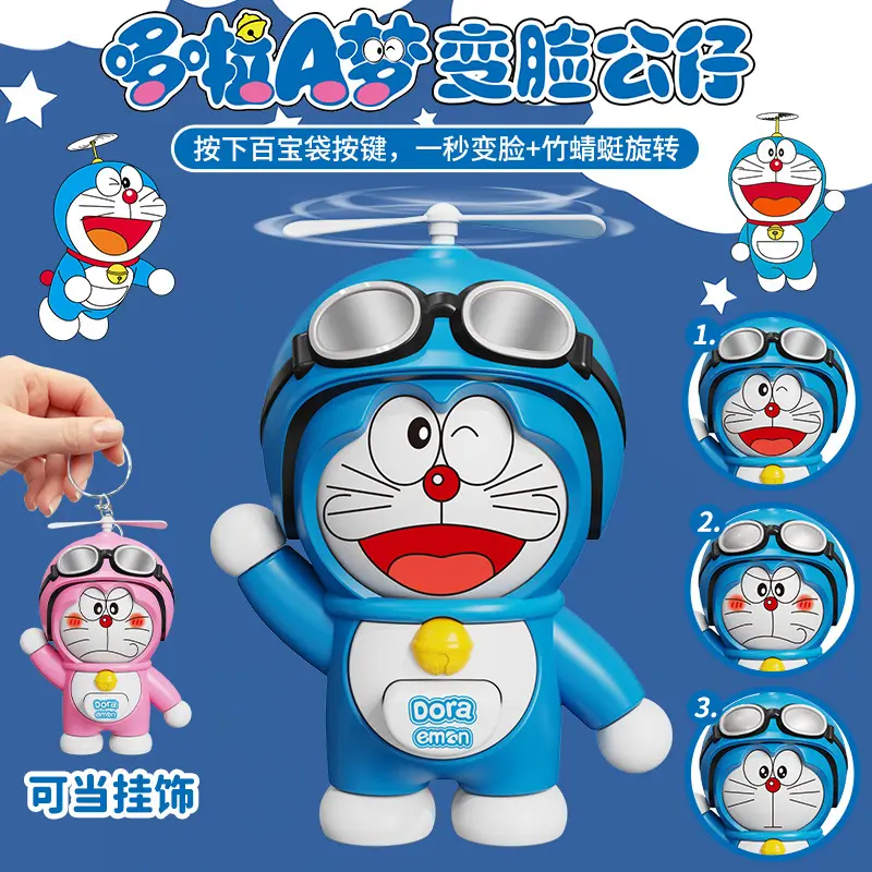 Doraemon doll showing face changing bian lian mask transformation