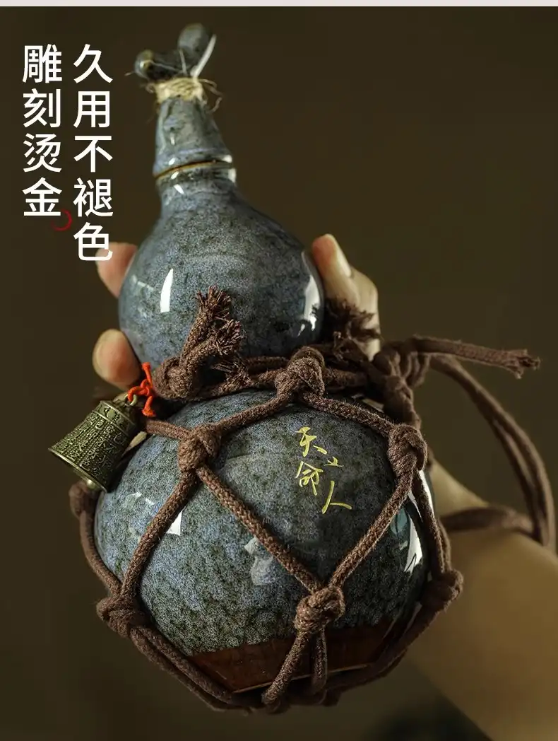 Close-up view of premium ceramic construction showing smooth glazed finish and authentic gourd shape.