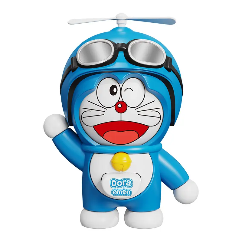 Doraemon face changing doll attached as keychain on backpack