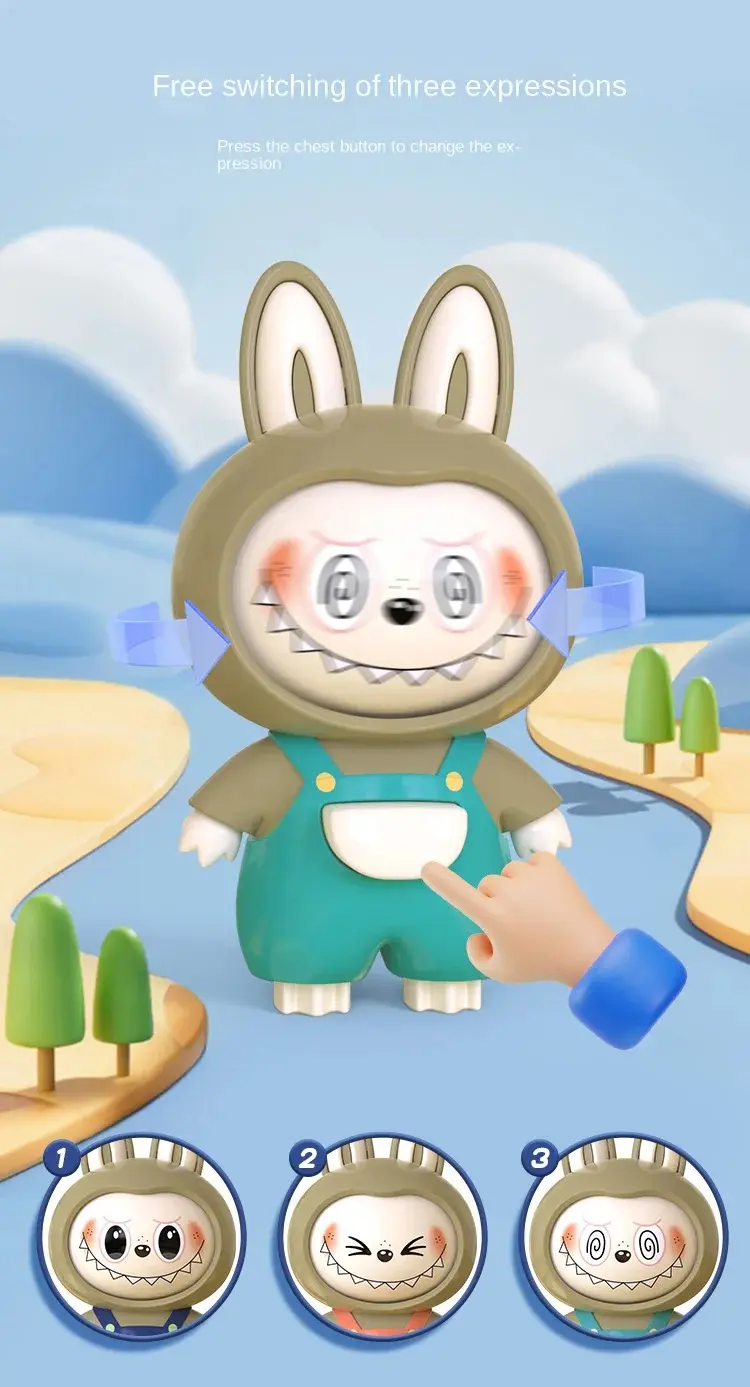 Labbubu face changing doll size comparison in hands