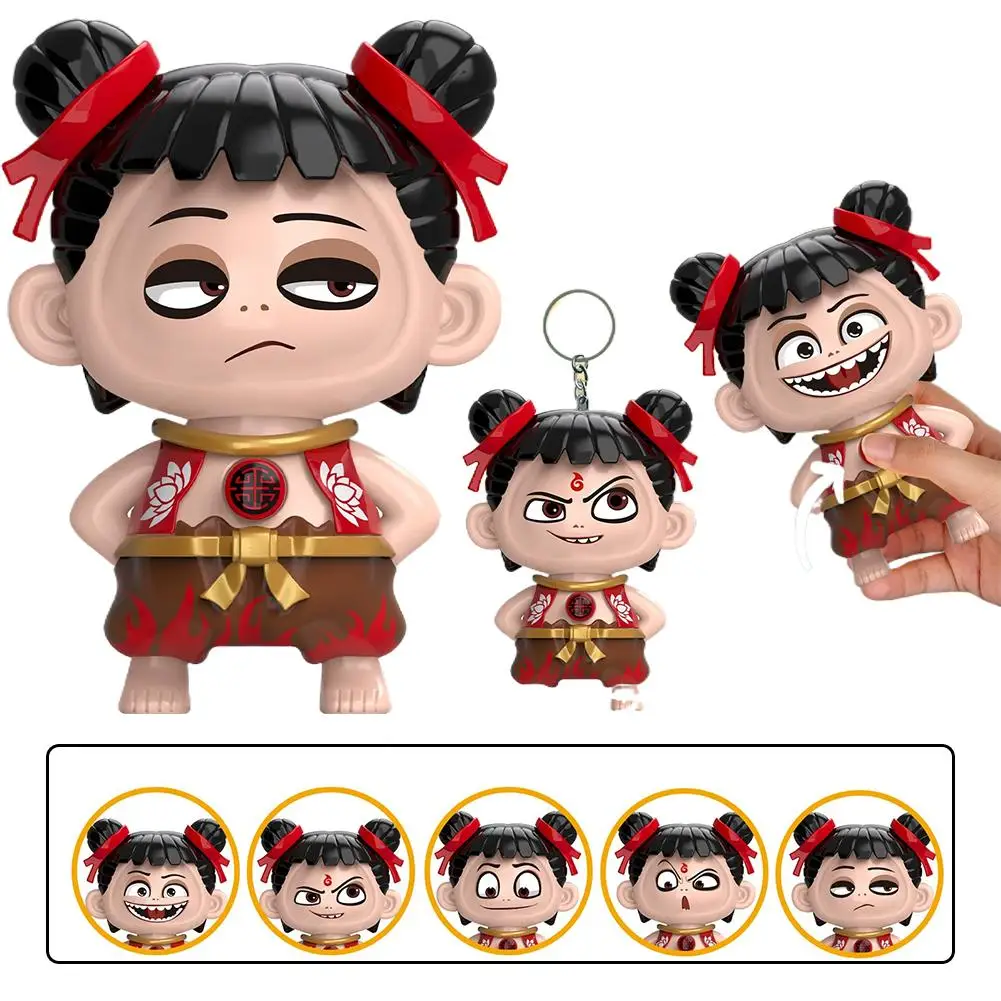 Nezha Face Changing Doll Keychain Chinese Folklore Demon Child Toy